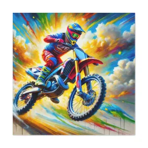 Motocross Wall Art Canvas - Colorful Stretched Print for Action Sports Lovers, Gifts for friends, Gifts for love ones, Home decoration, Office decoration