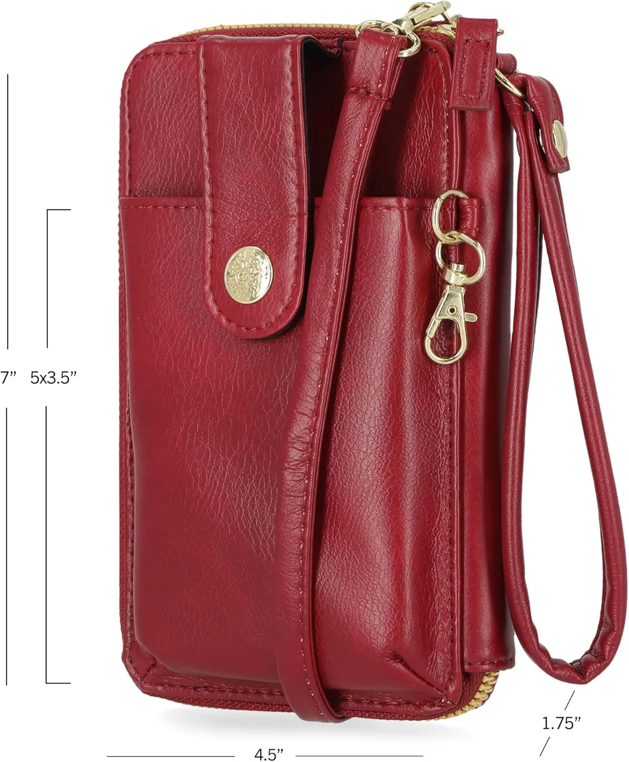 Mundi Jacqui RFID Blocking Crossbody Wallet Bag for Women, Compact Travel Size Cell Phone Holder Purse Vegan Leather, Red