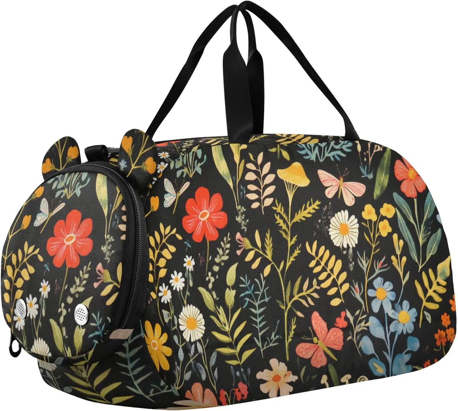 Mushroom Botanical Dragonflies Duffel Gym Bags with Shoes Compartment Large Capacity Carry On Bag for Travel, Sports, Duffel, Weekender