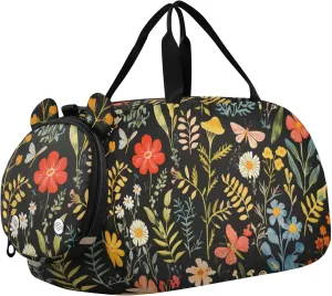 Mushroom Botanical Dragonflies Duffel Gym Bags with Shoes Compartment Large Capacity Carry On Bag for Travel, Sports, Duffel, Weekender