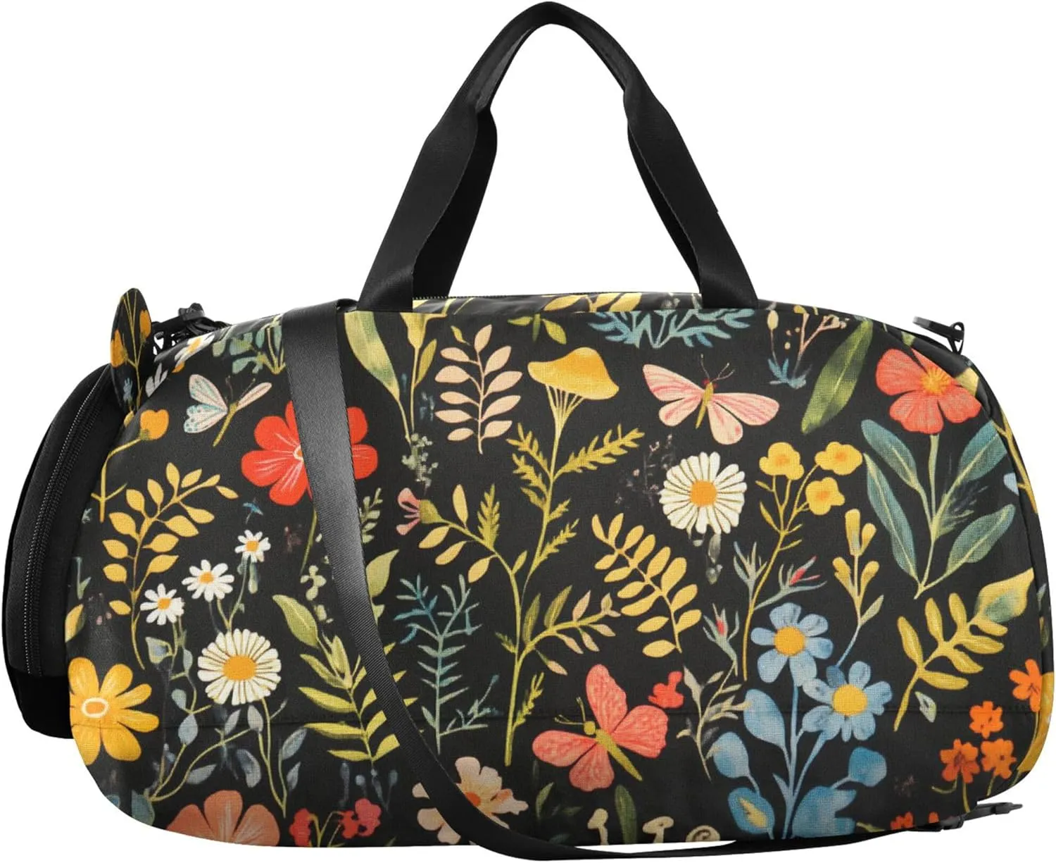 Mushroom Botanical Dragonflies Duffel Gym Bags with Shoes Compartment Large Capacity Carry On Bag for Travel, Sports, Duffel, Weekender