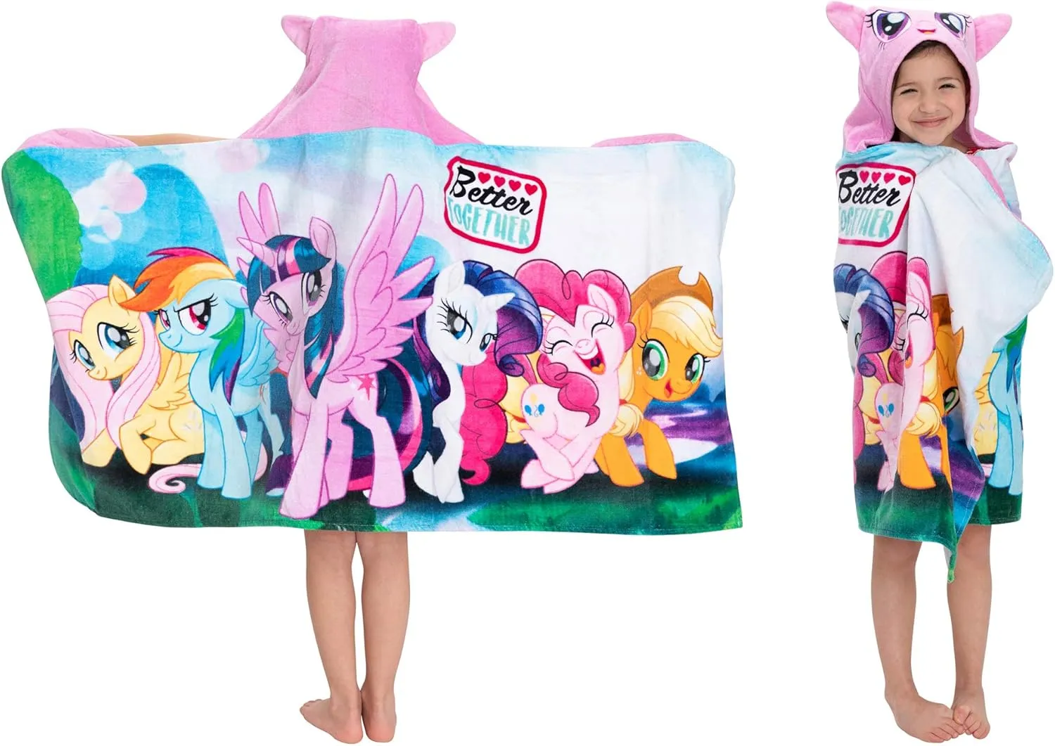 My Little Pony Bath/Pool/Beach Soft Cotton Terry Hooded Towel Wrap, 24 in x 50 in, By Franco Kids