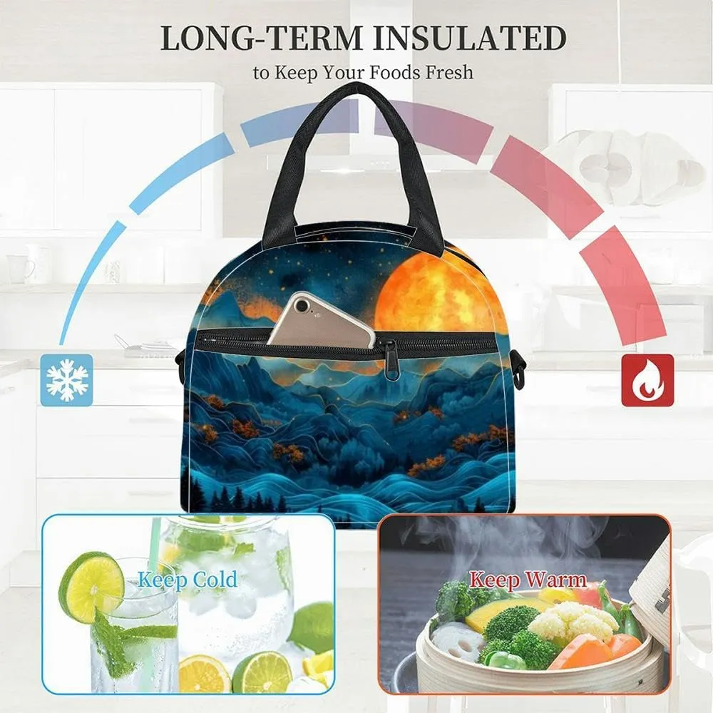mystical and mysterious social media content App landing page and Insulated Adult Lunch Bag with Shoulder Strap for Women Lightweight Reusable Portable Freezable Lunch Tote Bag for Work Picnic