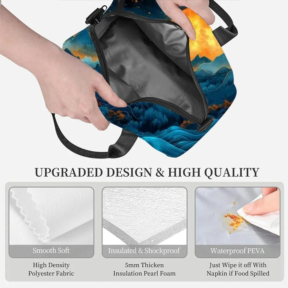 mystical and mysterious social media content App landing page and Insulated Adult Lunch Bag with Shoulder Strap for Women Lightweight Reusable Portable Freezable Lunch Tote Bag for Work Picnic