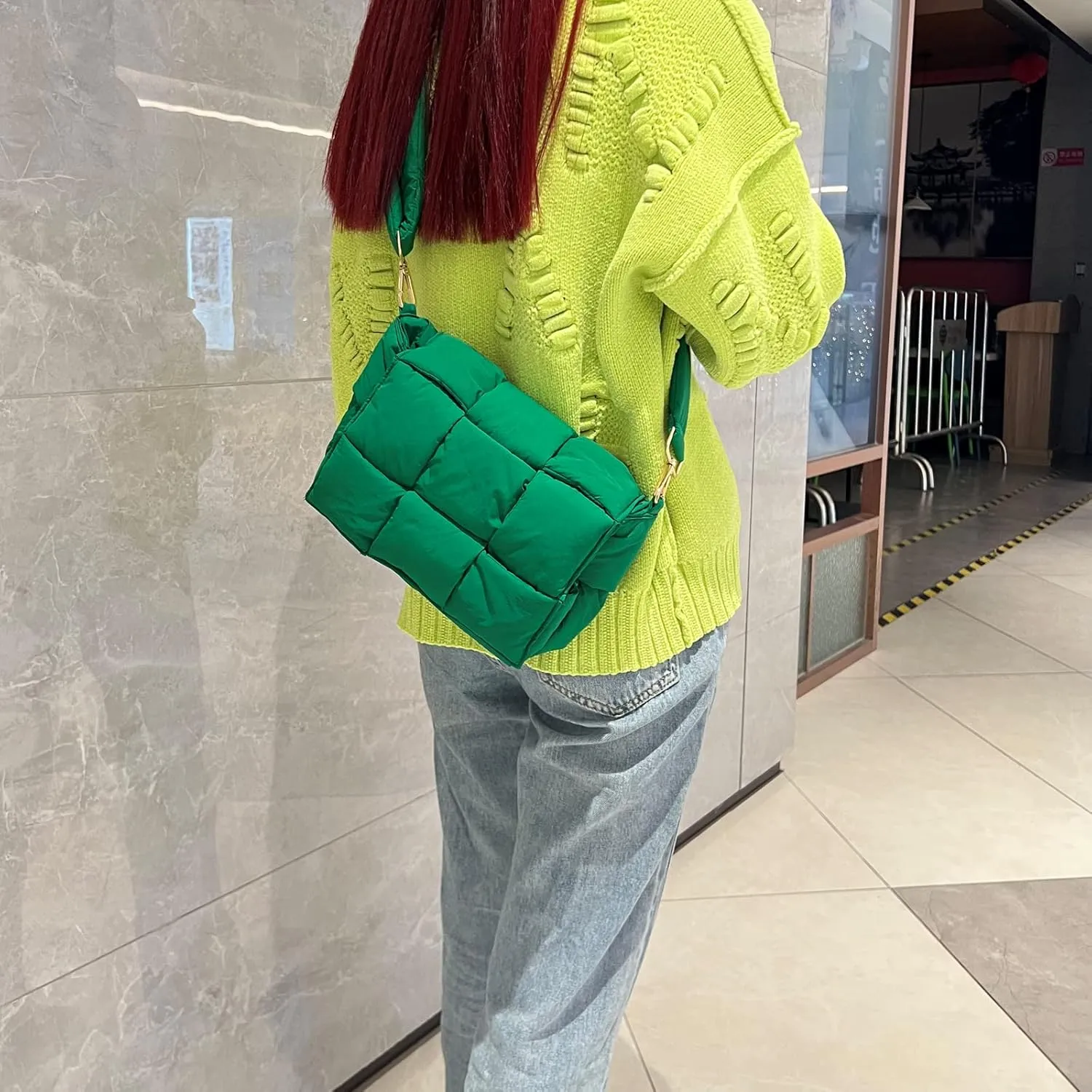NAARIIAN Shoulder bags for women, Light-weight small puffer purses waterproof, hand-woven puffy bag crossbody handbag