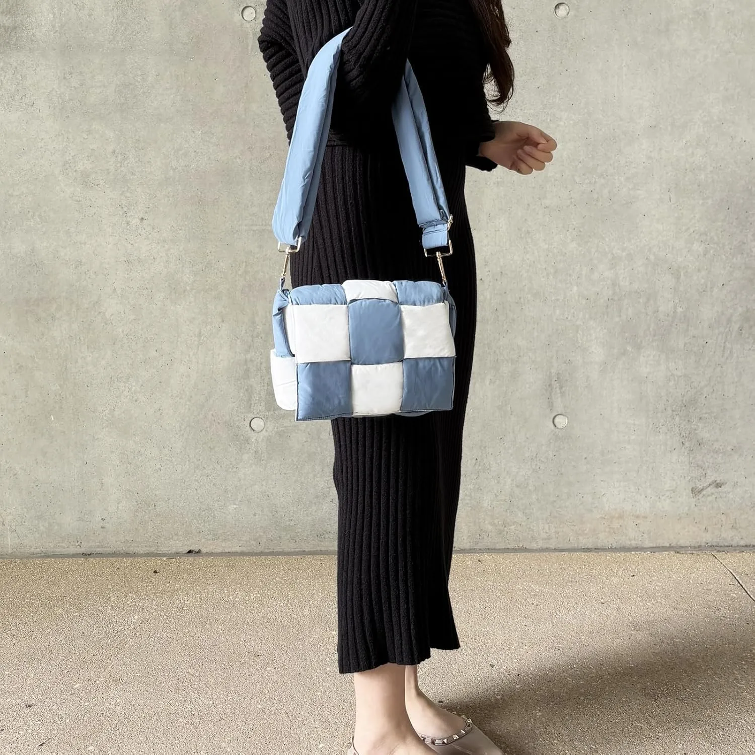 NAARIIAN Shoulder bags for women, Light-weight small puffer purses waterproof, hand-woven puffy bag crossbody handbag