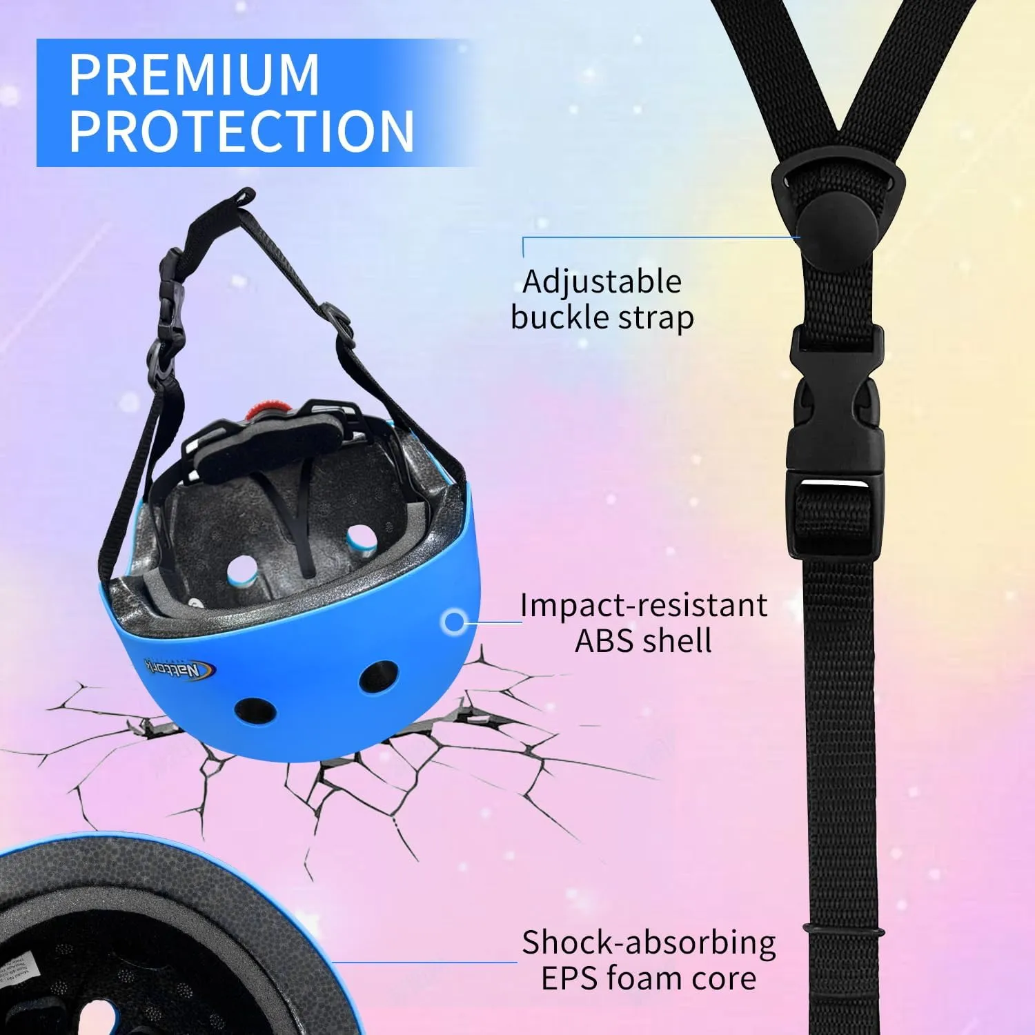 Nattork Kids Helmet Protective Gear, Removable Liner for Multi-Sports Skateboard, Skates, Bike, Scooter Age 3-15 Kids Youth Adults