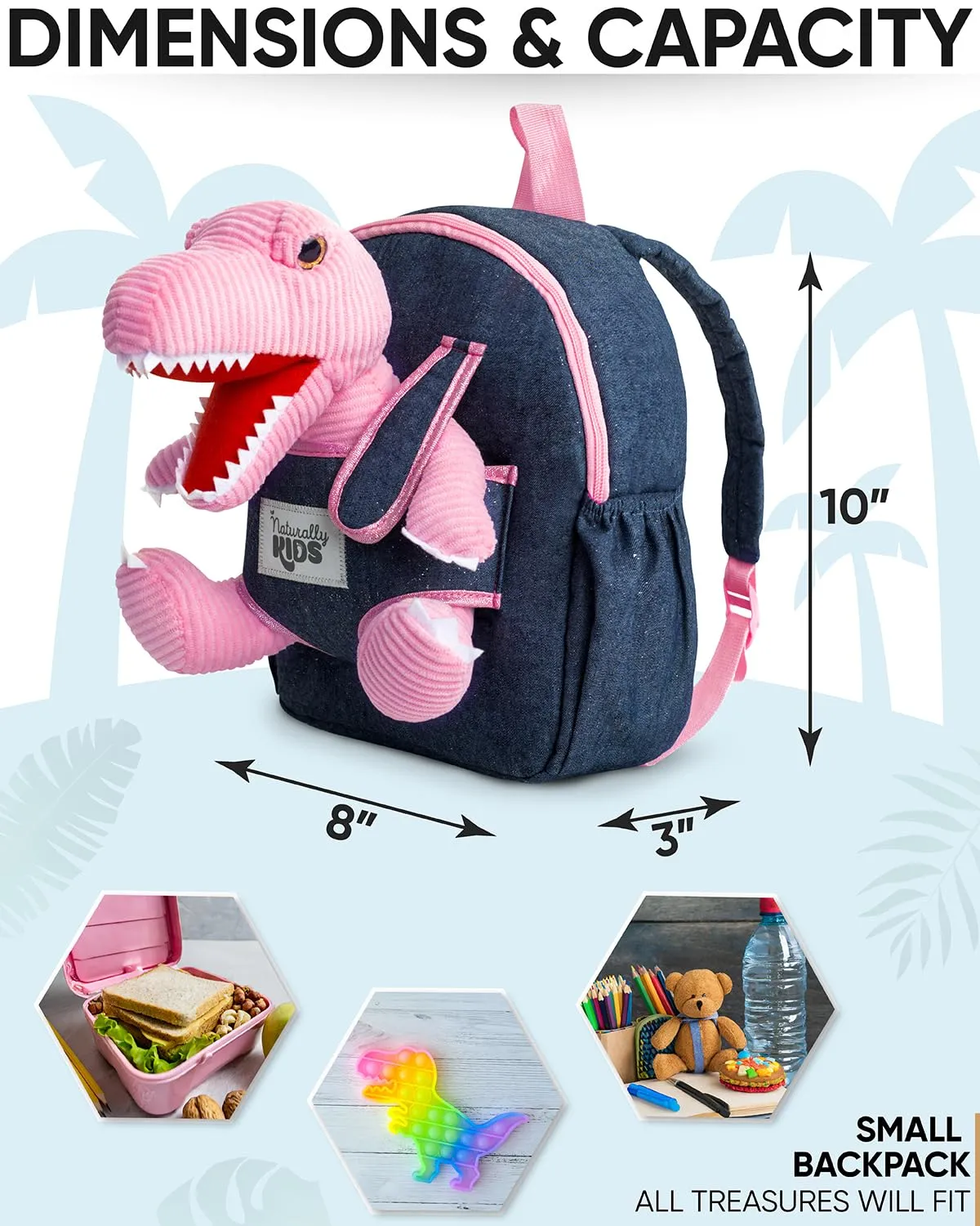 Naturally KIDS Pink Dinosaur Toys for Girls, Toddler Dinosaur Toy, Gifts for Year Old Girl Birthday Ideas