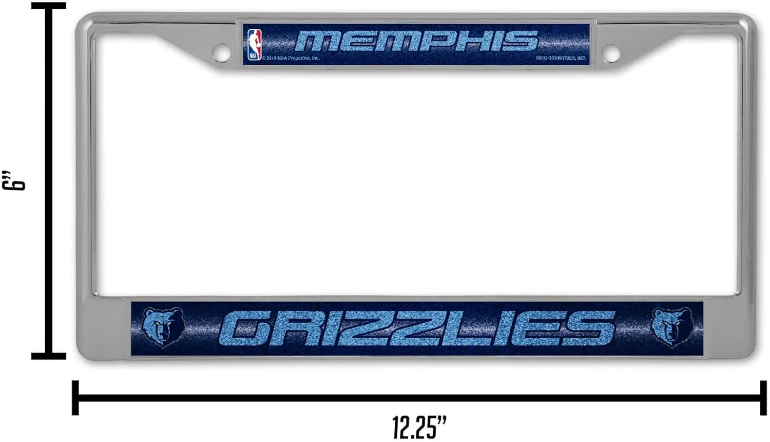 NBA Bling Chrome License Plate Frame with Glitter Accent