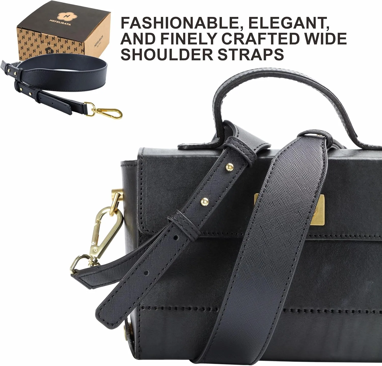 Nefelibata Purse Strap,Leather Purse Straps Replacement Crossbody,Retro Personalized Crossbody Bag Straps with Customized Metal Buckle for Handbag,Shoulder Bags(Mystery Black)