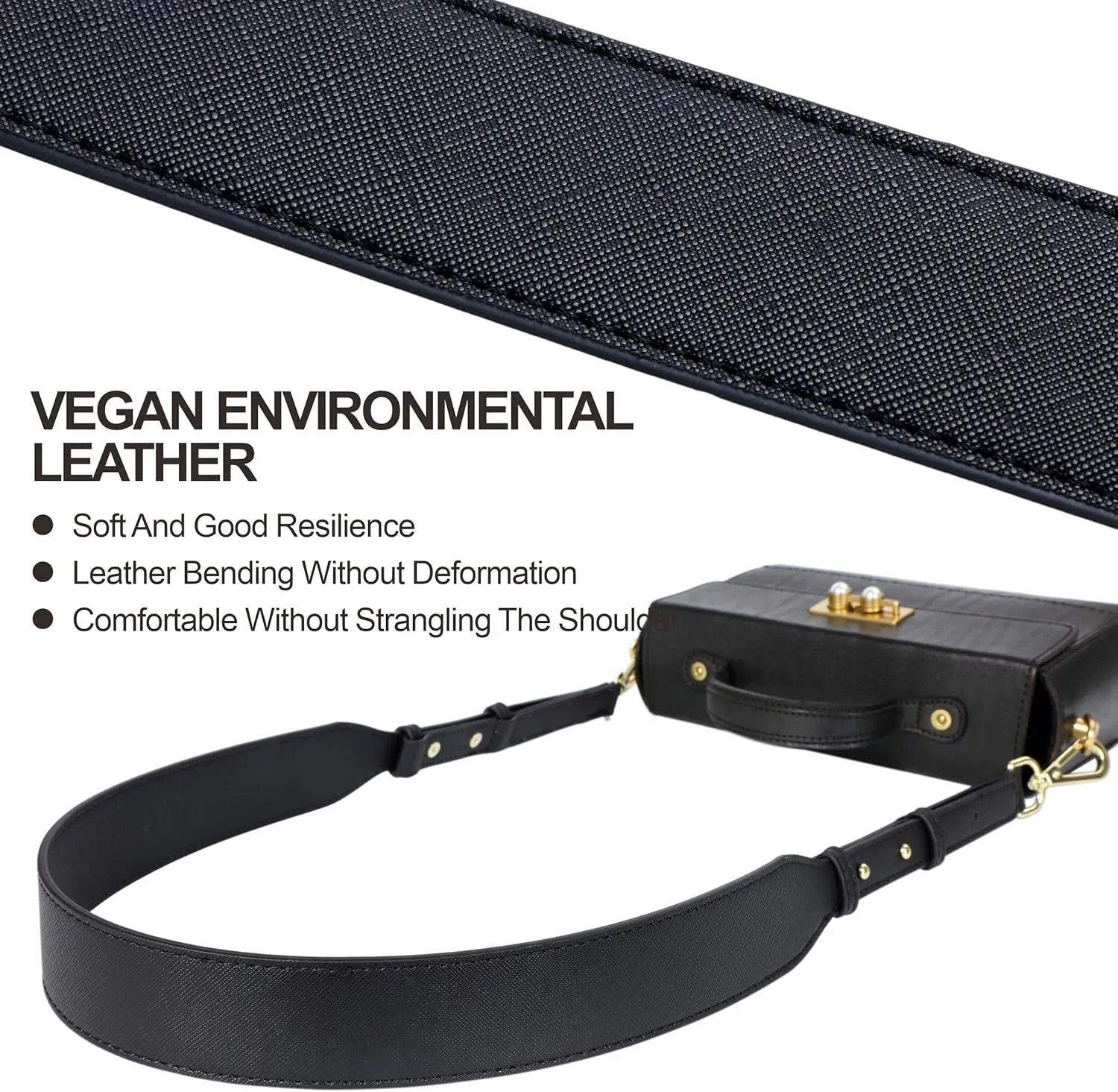 Nefelibata Purse Strap,Leather Purse Straps Replacement Crossbody,Retro Personalized Crossbody Bag Straps with Customized Metal Buckle for Handbag,Shoulder Bags(Mystery Black)