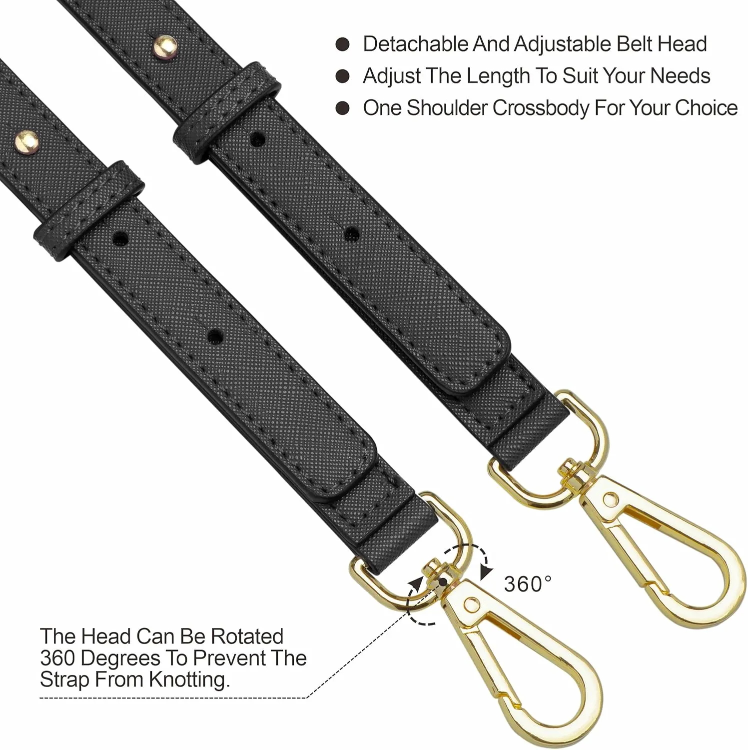 Nefelibata Purse Strap,Leather Purse Straps Replacement Crossbody,Retro Personalized Crossbody Bag Straps with Customized Metal Buckle for Handbag,Shoulder Bags(Mystery Black)