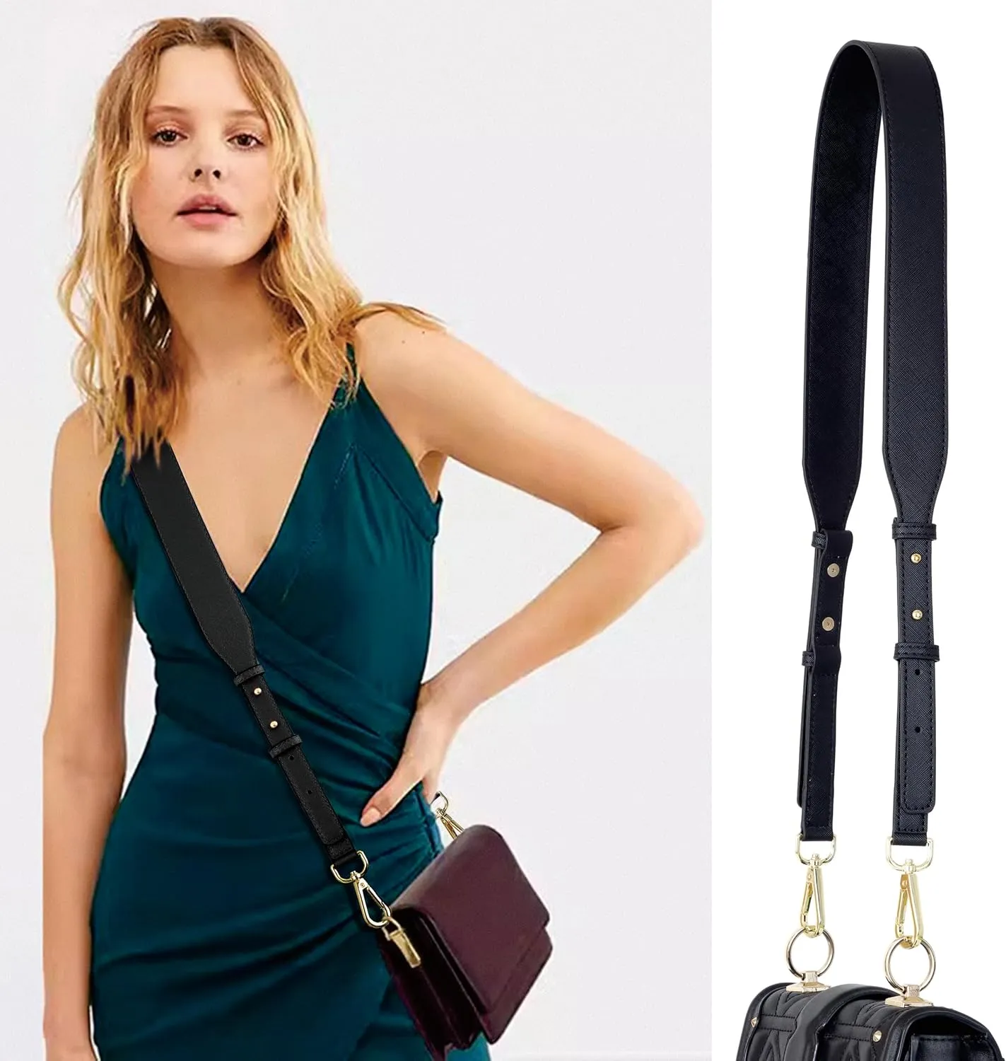Nefelibata Purse Strap,Leather Purse Straps Replacement Crossbody,Retro Personalized Crossbody Bag Straps with Customized Metal Buckle for Handbag,Shoulder Bags(Mystery Black)