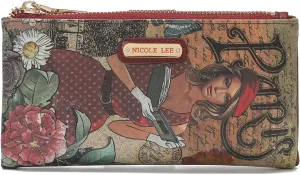 NICOLE LEE Amanda Bifold 2 Pieces RFID Zipper Wallet, Removable Cardholder Wallet, ID Windows, Multi Organization (Paris Fashion Week)