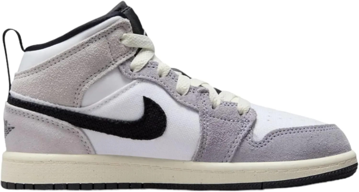 NIKE Air Jordan 1 Mid SE Craft PS Preschool Little Kids' Shoes 'Inside Out - Cement Grey' (FD9090 002)