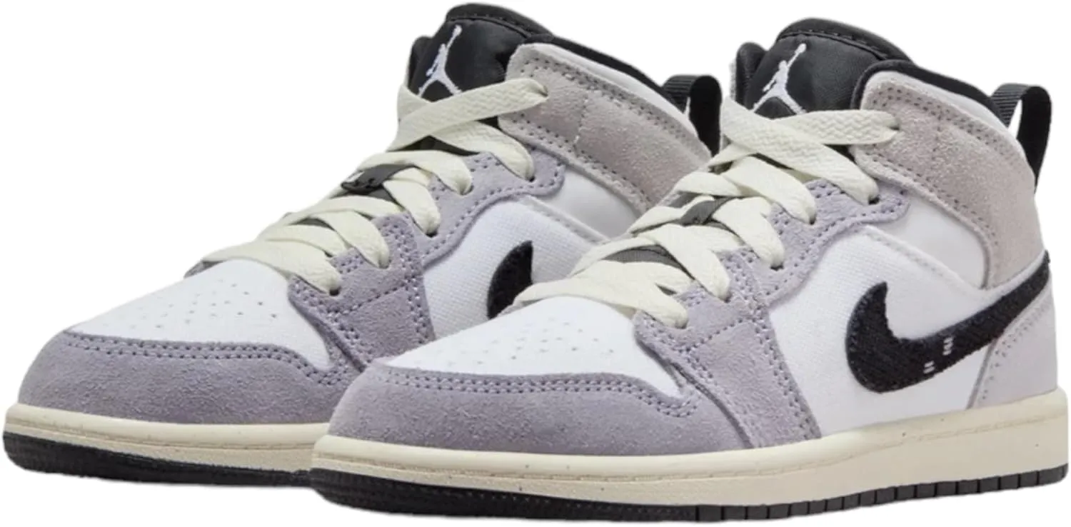 NIKE Air Jordan 1 Mid SE Craft PS Preschool Little Kids' Shoes 'Inside Out - Cement Grey' (FD9090 002)