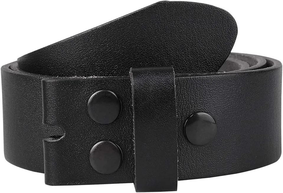 NPET Men's Full Grain Leather Belt Vintage Distressed Style with Snap-On Strap 1 1/2" Wide without Buckle