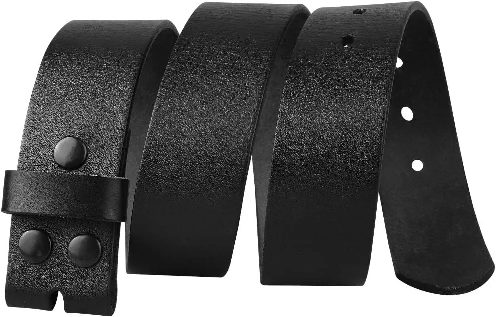 NPET Men's Full Grain Leather Belt Vintage Distressed Style with Snap-On Strap 1 1/2" Wide without Buckle