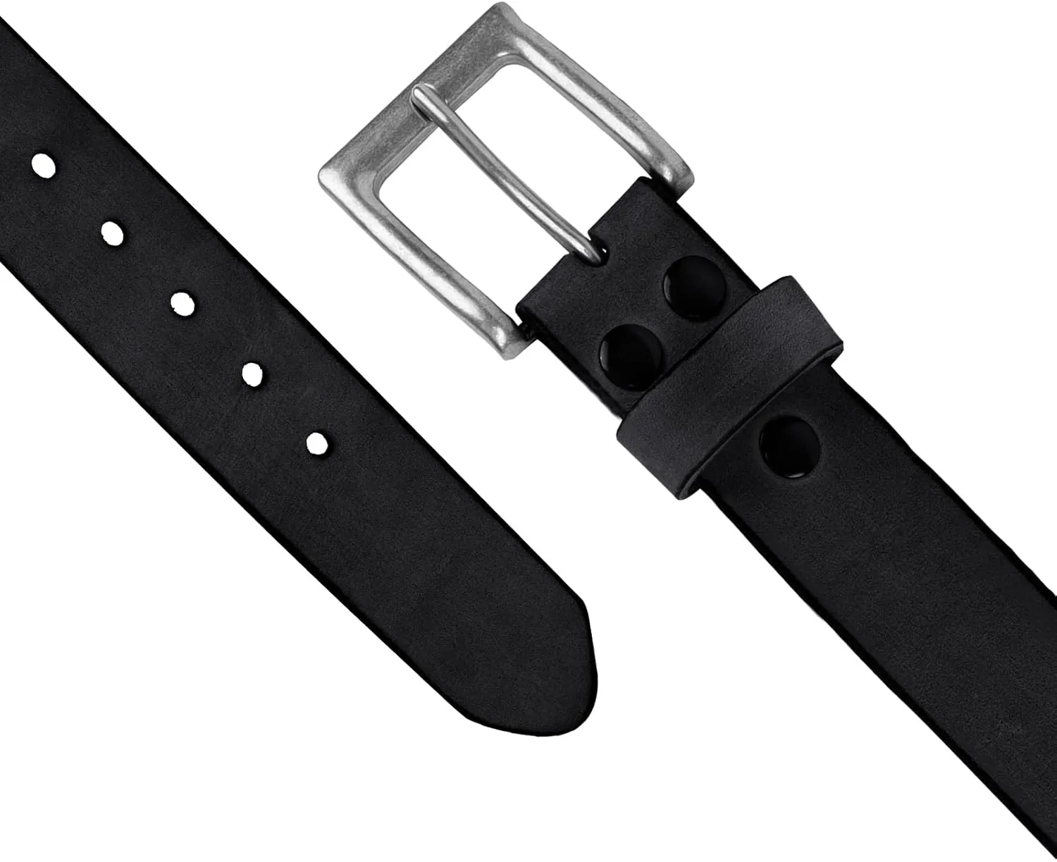 NPET Mens Leather Belt Full Grain Vintage Distressed Style Snap on Strap 1 1/2" Wide with Buckle