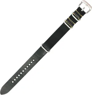 NSL No. 504 Genuine Vintage Leather Military Style Straps with Contrast Stitching Watch Bands Compatible with Many Fashion Watches and More