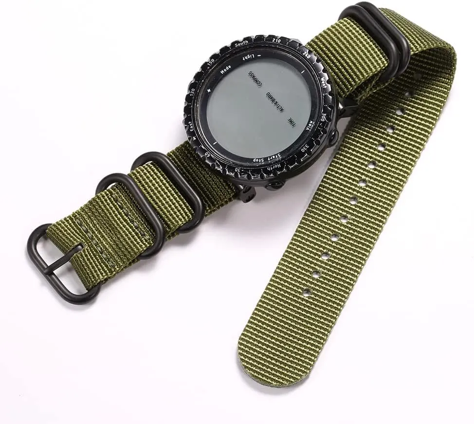 Nylon Replacement Strap Compatible with Suunto core all black military nylon band 24mm nylon watch band wrist strap for men