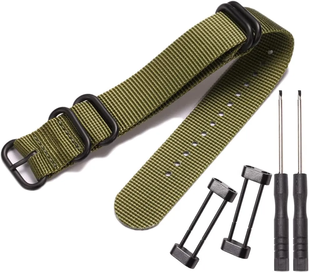 Nylon Replacement Strap Compatible with Suunto core all black military nylon band 24mm nylon watch band wrist strap for men