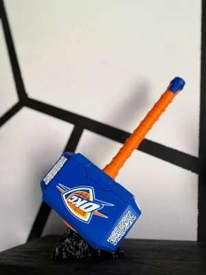 OKC Thunder Custom Thor Hammer, 12.5 Inch Sports Fan Decor with Display Base