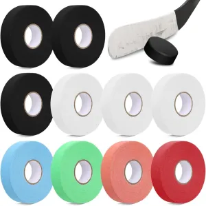 OMISTAR 10 Rolls Hockey Tapes, Non-Slip Lacrosse Stick Tapes, Adhesive Polyester-Cotton Shin Pad Wrappers, Multipurpose Sports Stick Tapes for Ice Skate, Skiing, 1×27.3 Yards Per Roll