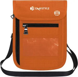 OMYSTYLE Neck Wallet, RFID Passport Holder for Travel, Adjustable Neck Strap, Waterproof Neck Pouch for Men & Women to Keep Cash, Credit Cards and Documents Safe, Orange (8x6)