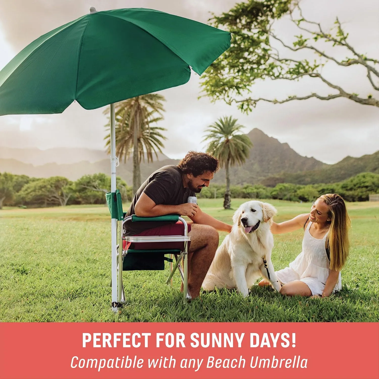 ONIVA - a Picnic Time brand - Sports Chair with Side Table, Beach Chair, Camp Chair for Adults, (Hunter Green)
