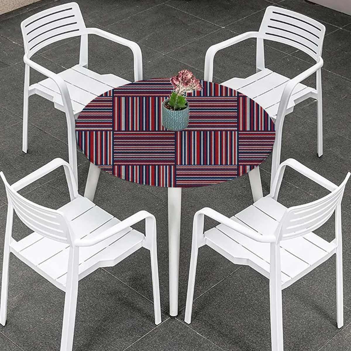 OOzie Multicolor Elastic Fitted Round Tablecloths Geometric Forms and Antique Retro Wooden Boards Oil Proof Waterproof Tablecloth for Picnic Party African Fits up 40"-44" Diameter Tables