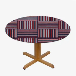 OOzie Multicolor Elastic Fitted Round Tablecloths Geometric Forms and Antique Retro Wooden Boards Oil Proof Waterproof Tablecloth for Picnic Party African Fits up 40"-44" Diameter Tables