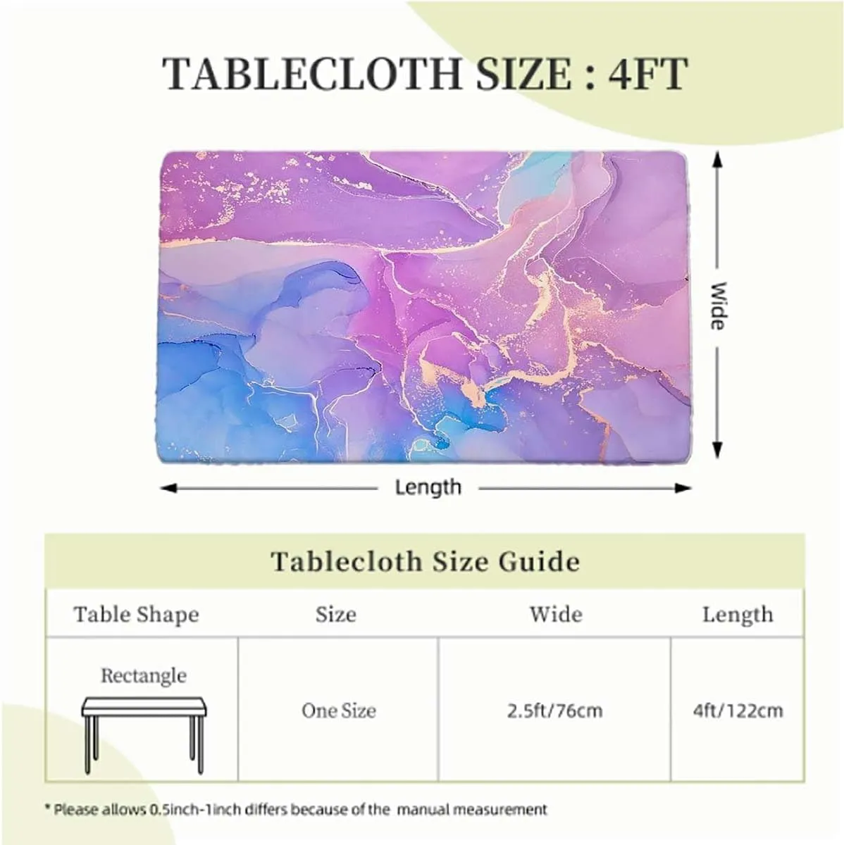 OOzie Multicolor Elastic Fitted Tablecloths, Pink Gold Cloudy Hazy Crack Lines Elastic Fitted Tablecloth Waterproof Wipeable Marble Fits up 4 Foot Tables