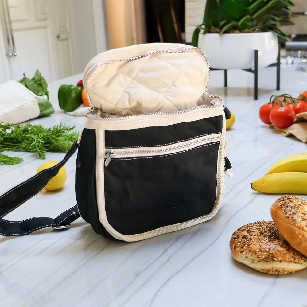 Organic Cotton Insulated Lunch Bag - Blue