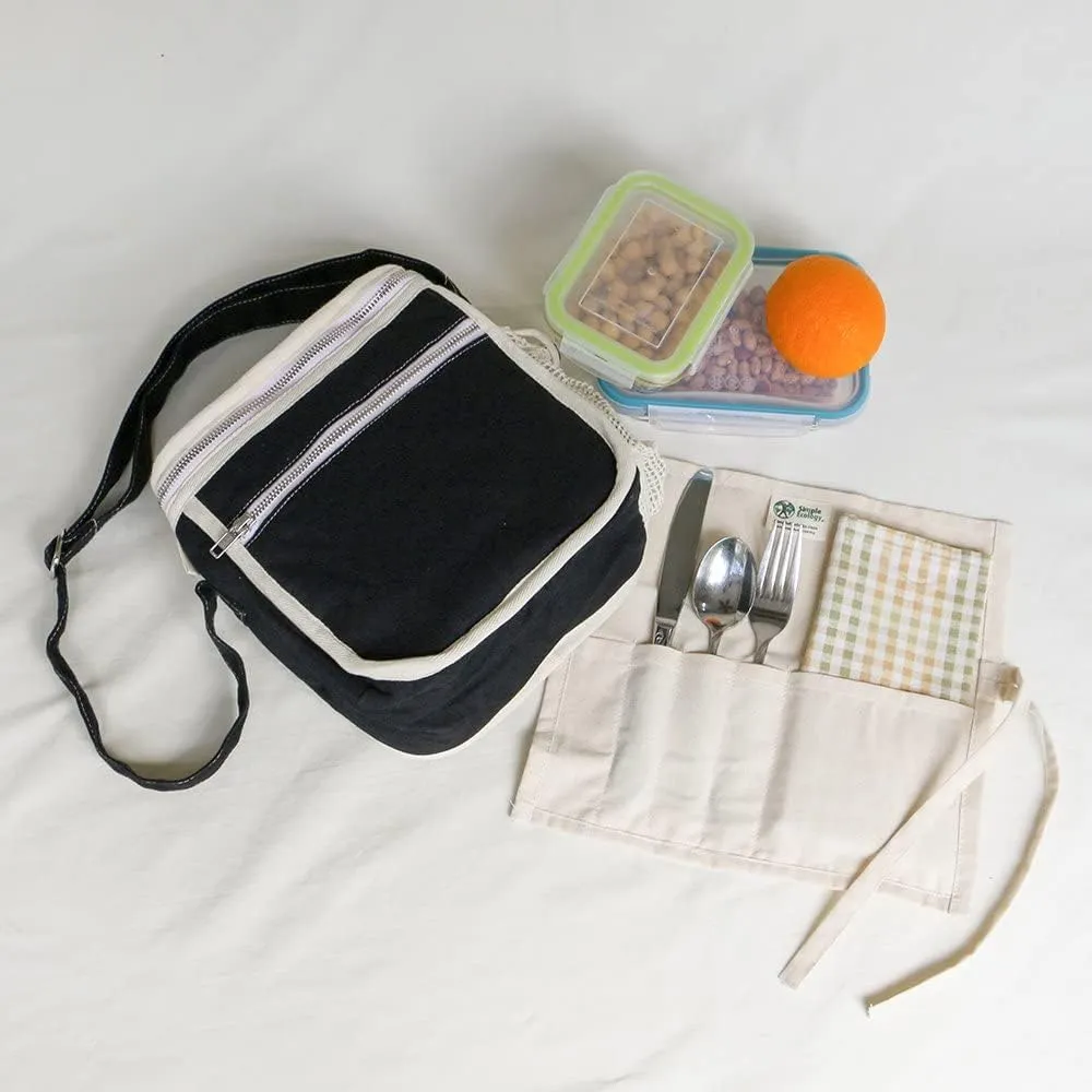 Organic Cotton Insulated Lunch Bag - Blue