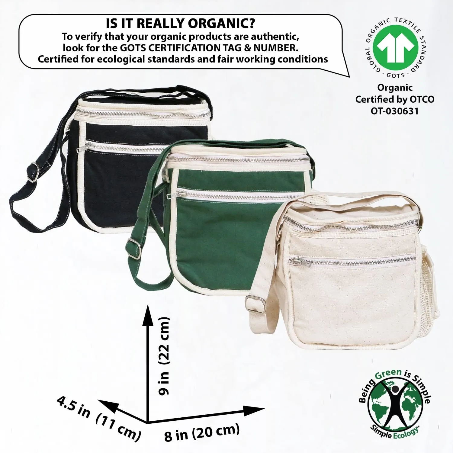 Organic Cotton Insulated Lunch Bag - Blue
