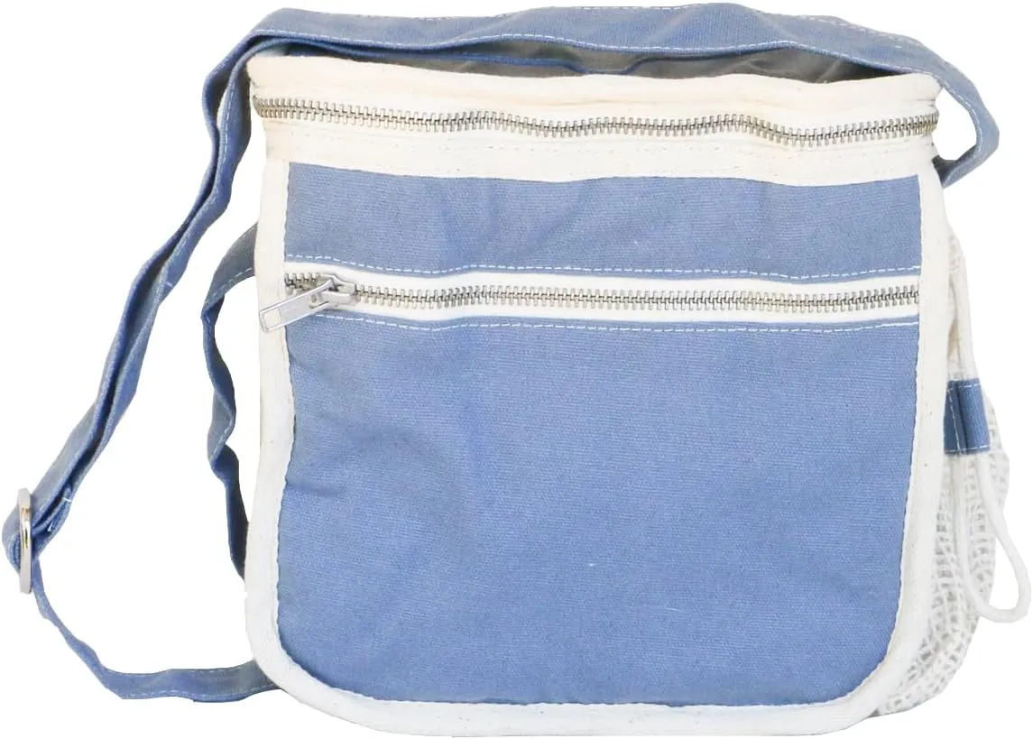Organic Cotton Insulated Lunch Bag - Blue