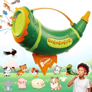 Outdoor Discovery Animal Caller Toys for Kids Toddlers, Hunting Toys with 2 Modes & 30 Realistic Animal Sounds, Animal Toys with 8" Horn and 5-Level Lights, Early Learning for Boys Girls Ages 3 