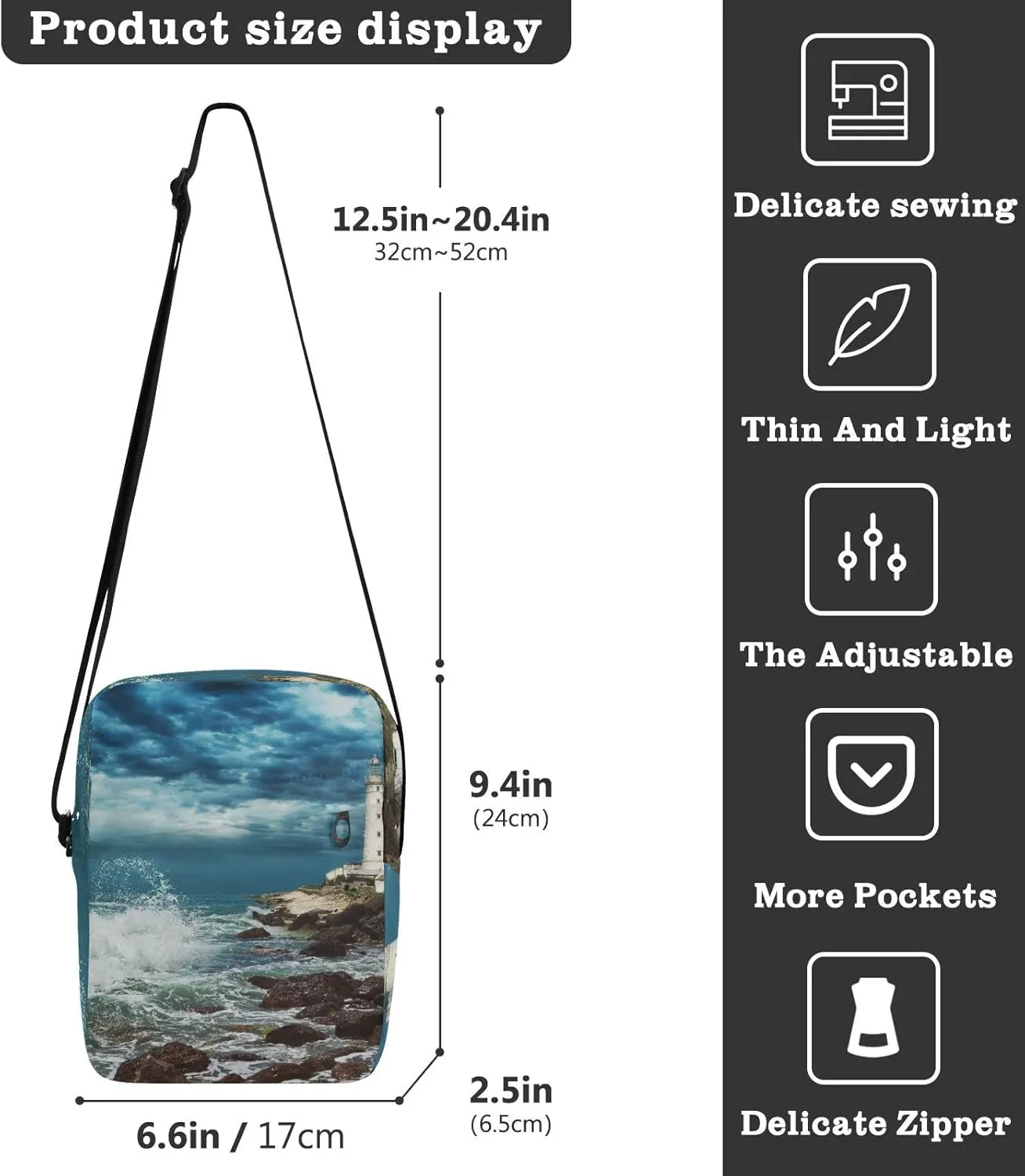 Oyihfvs Messenger Bag, Men's Crossbody Bag, Women's Crossbody Bag with Adjustable Strap