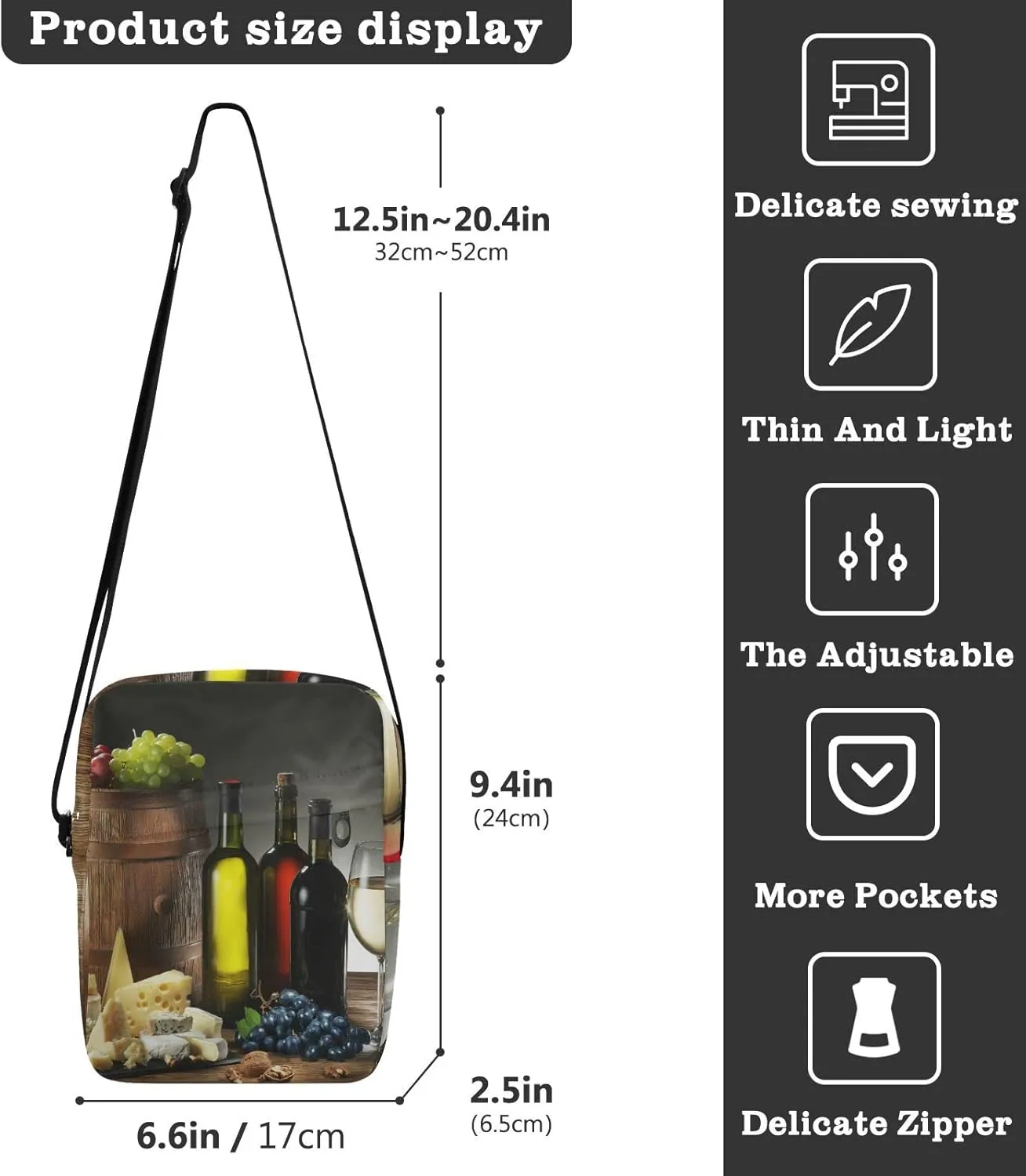 Oyihfvs Messenger Bag, Men's Crossbody Bag, Women's Crossbody Bag with Adjustable Strap