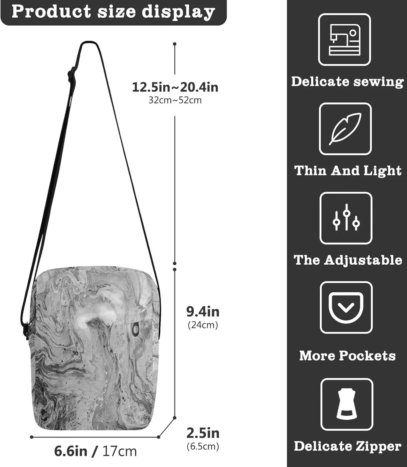 Oyihfvs Messenger Bag, Men's Crossbody Bag, Women's Crossbody Bag with Adjustable Strap