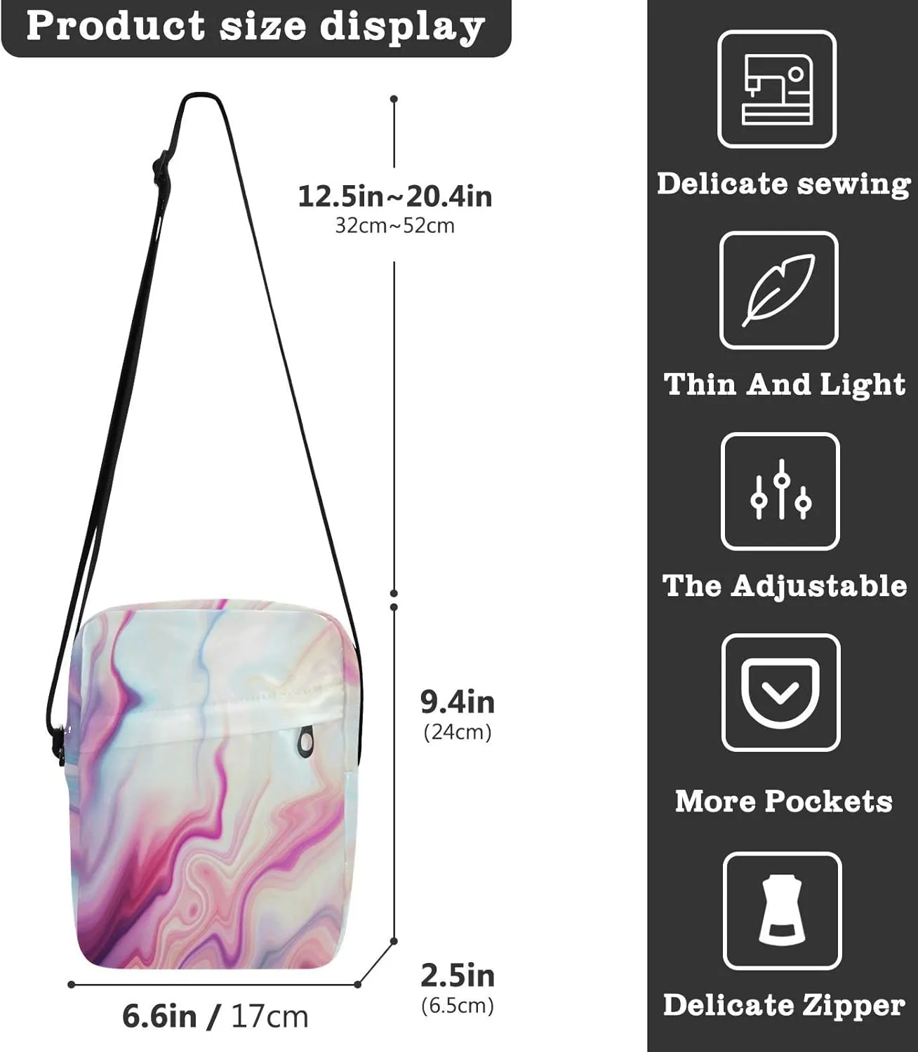 Oyihfvs Messenger Bag, Men's Crossbody Bag, Women's Crossbody Bag with Adjustable Strap
