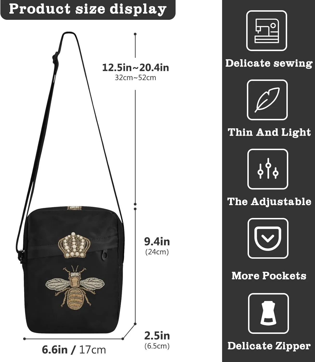 Oyihfvs Messenger Bag, Men's Crossbody Bag, Women's Crossbody Bag with Adjustable Strap