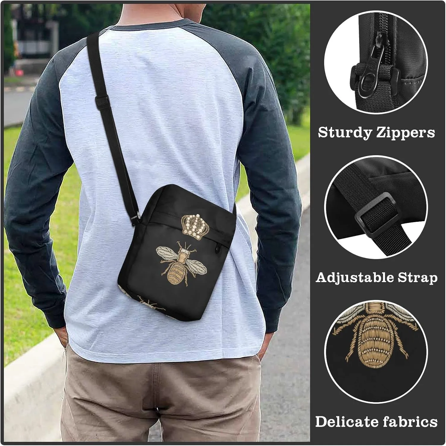 Oyihfvs Messenger Bag, Men's Crossbody Bag, Women's Crossbody Bag with Adjustable Strap