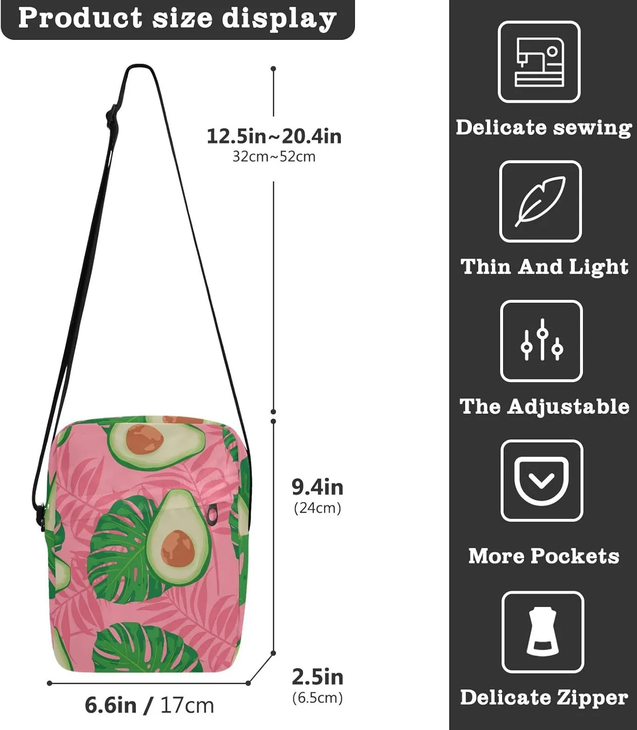 Oyihfvs Messenger Bag, Men's Crossbody Bag, Women's Crossbody Bag with Adjustable Strap
