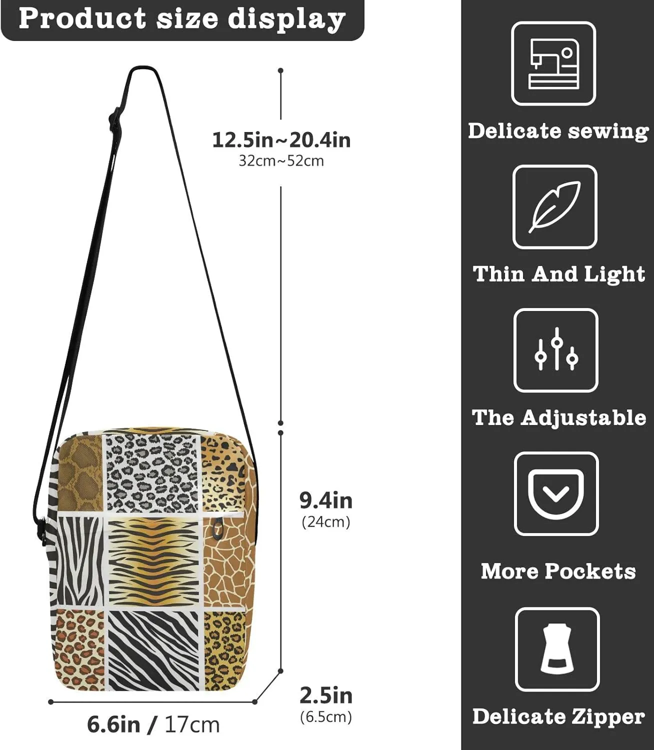 Oyihfvs Messenger Bag, Men's Crossbody Bag, Women's Crossbody Bag with Adjustable Strap