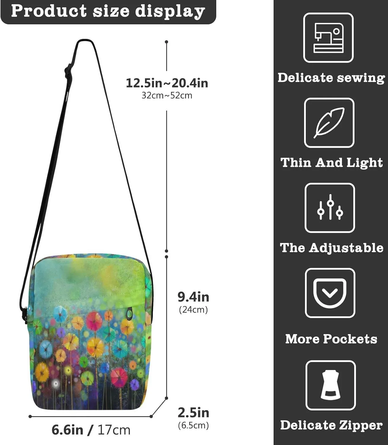Oyihfvs Messenger Bag, Men's Crossbody Bag, Women's Crossbody Bag with Adjustable Strap