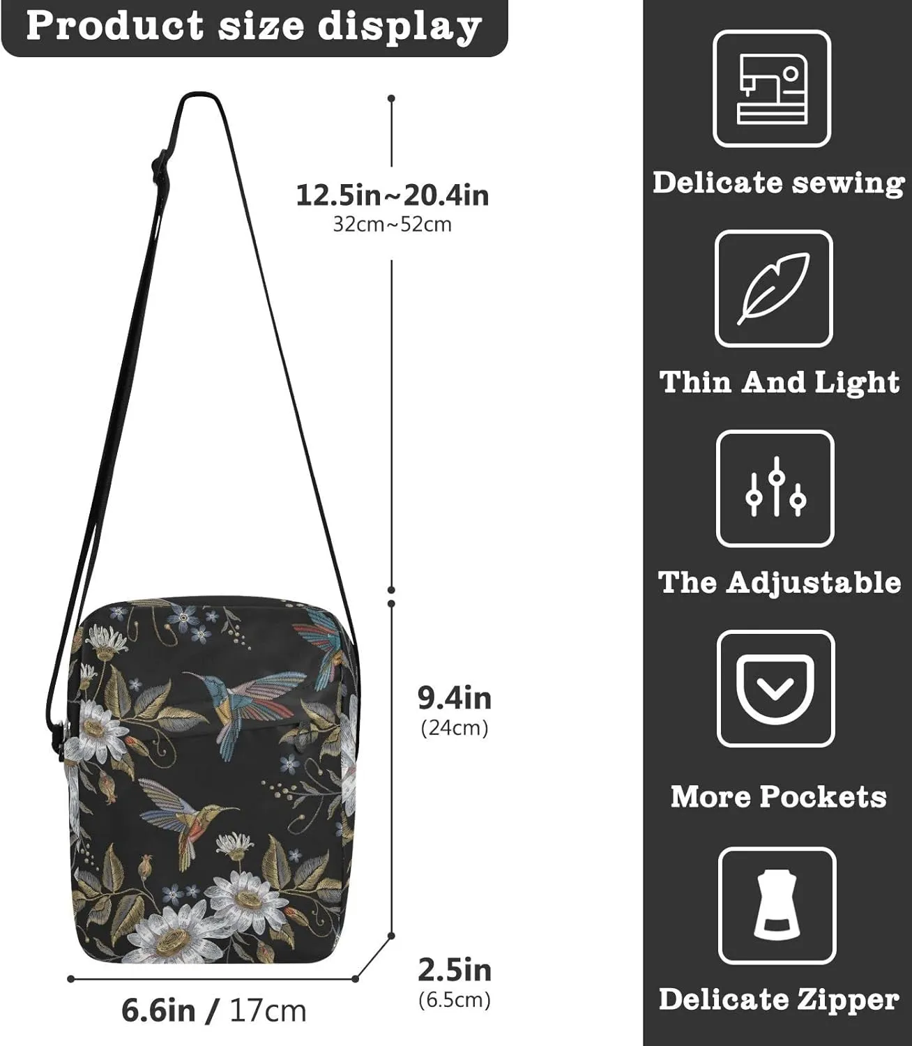 Oyihfvs Messenger Bag, Men's Crossbody Bag, Women's Crossbody Bag with Adjustable Strap