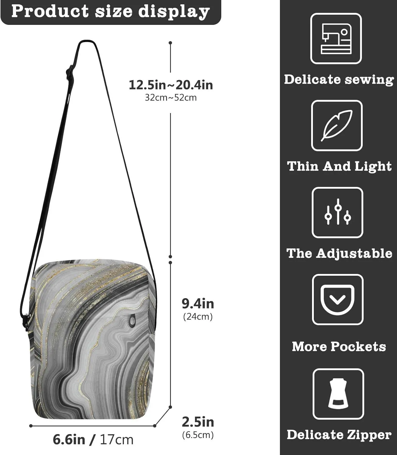 Oyihfvs Messenger Bag, Men's Crossbody Bag, Women's Crossbody Bag with Adjustable Strap