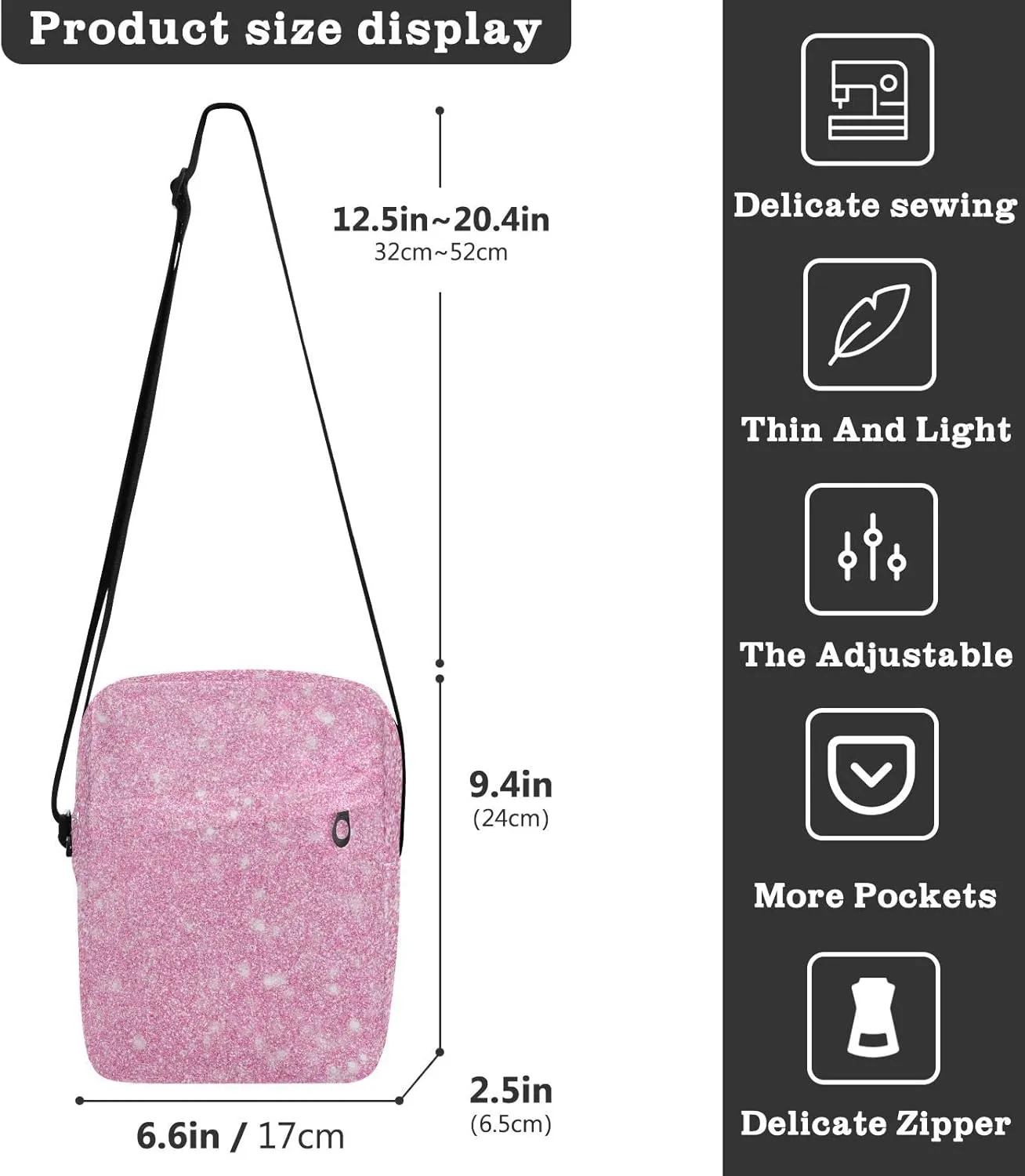 Oyihfvs Messenger Bag, Men's Crossbody Bag, Women's Crossbody Bag with Adjustable Strap